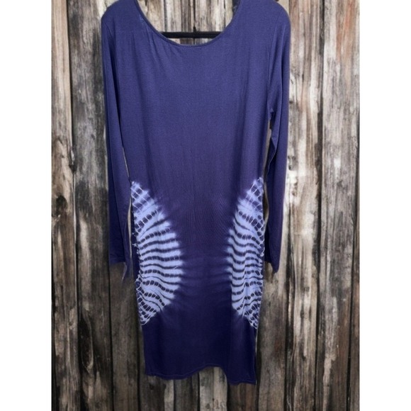 Daily Practice by Anthropologie‎ Navy Tie-Dye Long Sleeve Midi Dress NWT-L - Picture 4 of 11